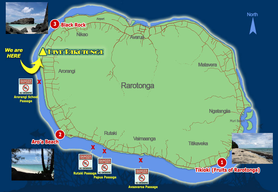 Map of Rarotonga Snorkel sites